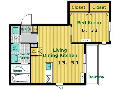 CORAIL BLANC(1LDK/3階)の間取り写真