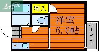 トピア国富けやき通(1K/2階)の間取り写真