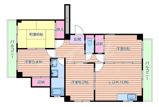サンフレア千里丘(4LDK/3階)の間取り写真