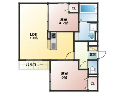 エムライズ材木町(2LDK/1階)の間取り写真