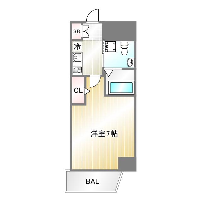 セレニテ神戸元町クレア(1K/15階)の間取り写真