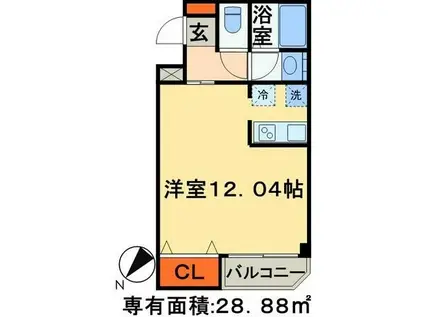 アンブラッセ(1K/3階)の間取り写真