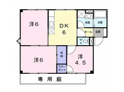 パルシャス野本 I(3DK/1階)の間取り写真