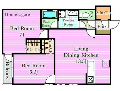 MAISONCALME(2LDK/2階)の間取り写真