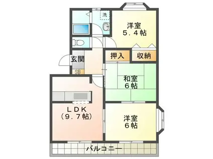 WOOD HILLS(3LDK/2階)の間取り写真