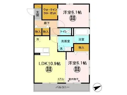 プレベール(2LDK/3階)の間取り写真