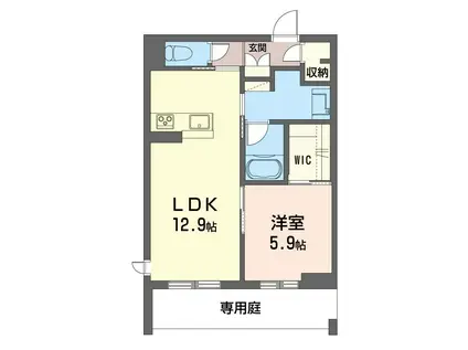 プレディーナ武蔵浦和(1LDK/1階)の間取り写真