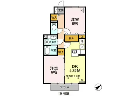 グラン・エスポワール(2DK/1階)の間取り写真