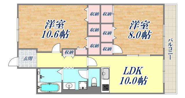 コボリクラスタ西宮北口(2LDK/5階)の間取り写真