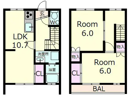 エルセレーノ近江八幡(2LDK/1階)の間取り写真