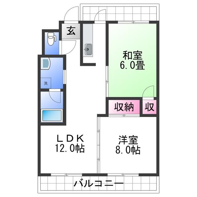 メゾンクロダ壱番館(2LDK/2階)の間取り写真