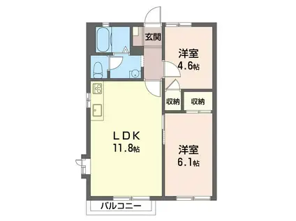 エスペランサ三番館(2LDK/2階)の間取り写真
