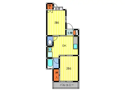 サンマリン東城南(2DK/1階)の間取り写真