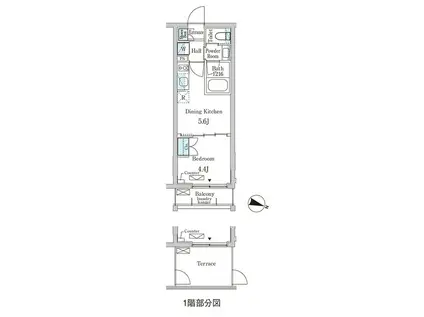ジオエント大塚(1DK/4階)の間取り写真