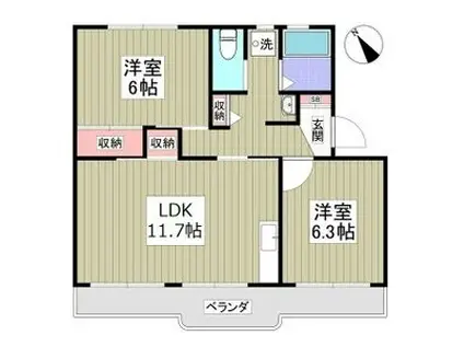 自由ヶ丘シティハウス(2LDK/2階)の間取り写真