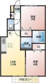 アリエント(2LDK/1階)の間取り写真