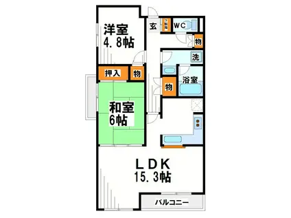 コンフォール上祖師谷(2LDK/3階)の間取り写真