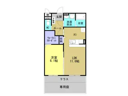 SUNRISE 田上(1LDK/1階)の間取り写真