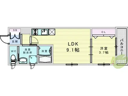 GLAN CASALIA(1LDK/2階)の間取り写真