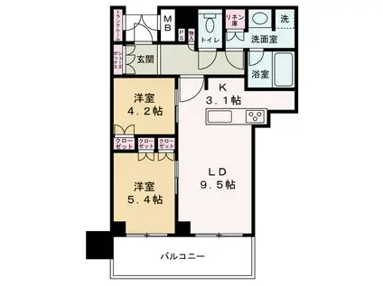 ブランズタワー梅田ノース(2LDK/11階)の間取り写真