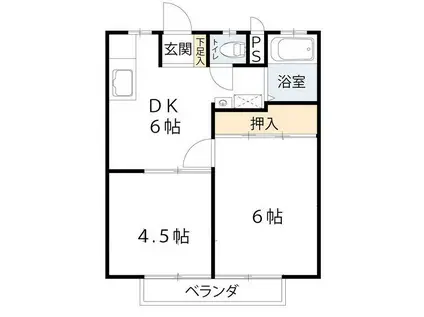 サンライズ湘南(2DK/2階)の間取り写真