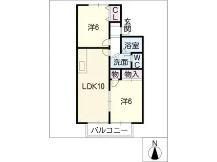 クレセールつくしA(2LDK/1階)の間取り写真
