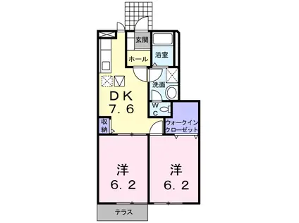 パラディ3(2DK/1階)の間取り写真