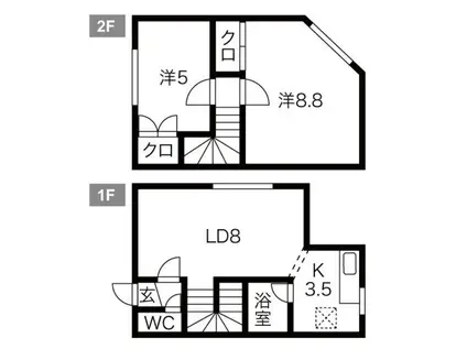 ベルデK(2LDK/1階)の間取り写真
