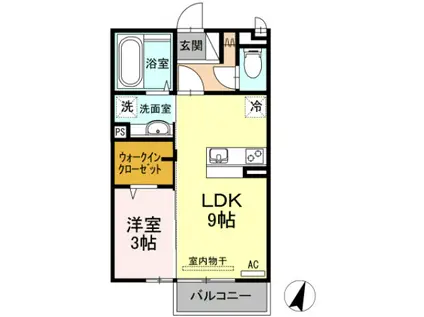 サンドルフ高須(1LDK/1階)の間取り写真