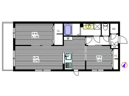 グランフェリシア(2LDK/3階)の間取り写真