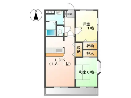 ひまわり(2LDK/2階)の間取り写真