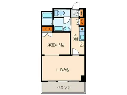 サンフラワー室見(1LDK/3階)の間取り写真