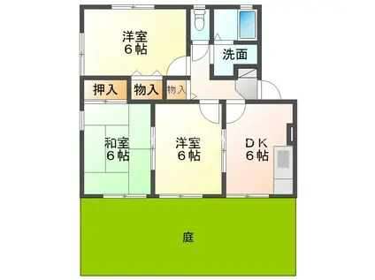 ハイカムール中島 A棟(3DK/1階)の間取り写真