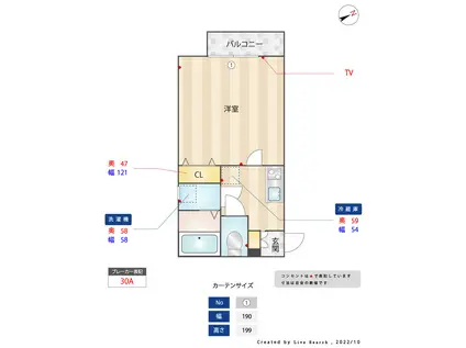 リブレア福重(1K/2階)の間取り写真
