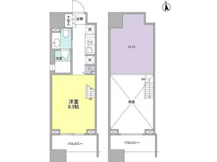 パークフラッツ中目黒(ワンルーム/7階)の間取り写真
