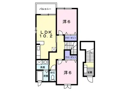 クリエースト(2LDK/2階)の間取り写真