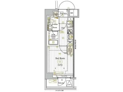 MAXIV川口青木(1K/3階)の間取り写真