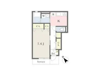 クレール ユニヴェール(1K/1階)の間取り写真