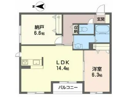 ヌ-ベル上之島A(2LDK/2階)の間取り写真