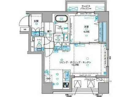 ジェノヴィア両国IIグリーンヴェール(1LDK/8階)の間取り写真