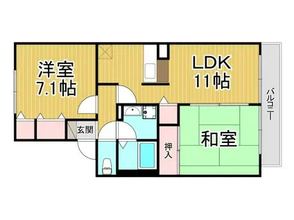 ジュネス武庫之荘ⅢB棟(2LDK/2階)の間取り写真