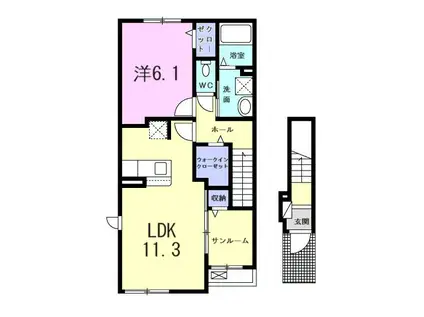 ヴィラやす(1LDK/2階)の間取り写真