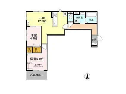 ヌーベル・ヴィー侍従池(2LDK/3階)の間取り写真