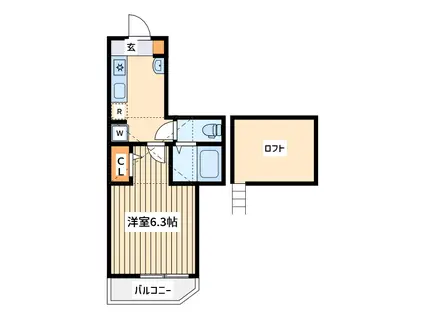 グランディオ横浜南(1K/2階)の間取り写真