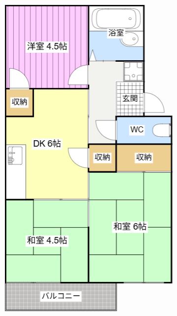 プレジール初生(3DK/2階)の間取り写真