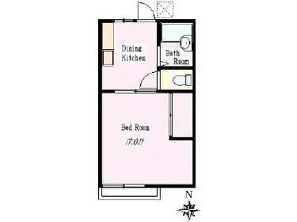 ビナージュ横山(1DK/2階)の間取り写真