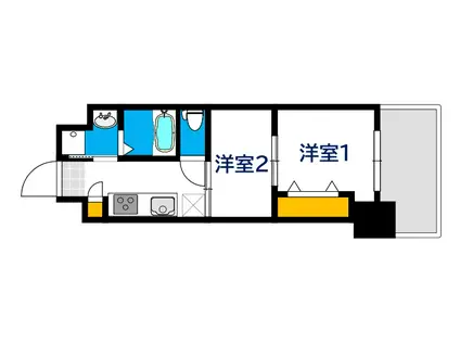 THE GIULIA ORIENT BLD NO.125(1DK/17階)の間取り写真