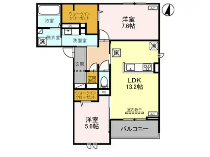 D-ROOMウルズ 202(2LDK/2階)の間取り写真