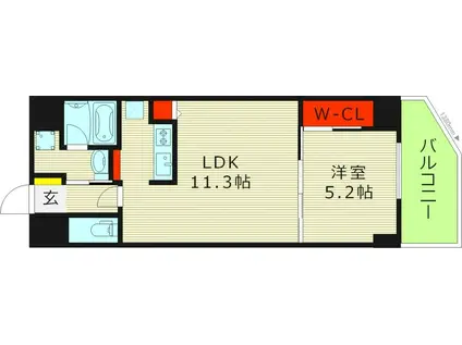 ONEOONE内代(1LDK/1階)の間取り写真