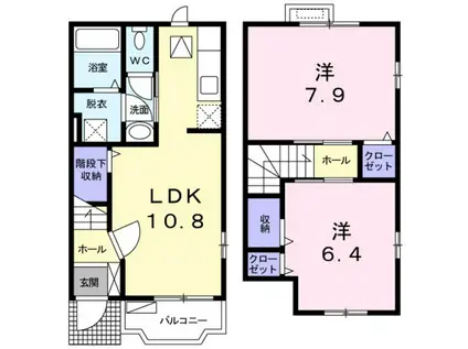 ベルベアーノII(2LDK/1階)の間取り写真
